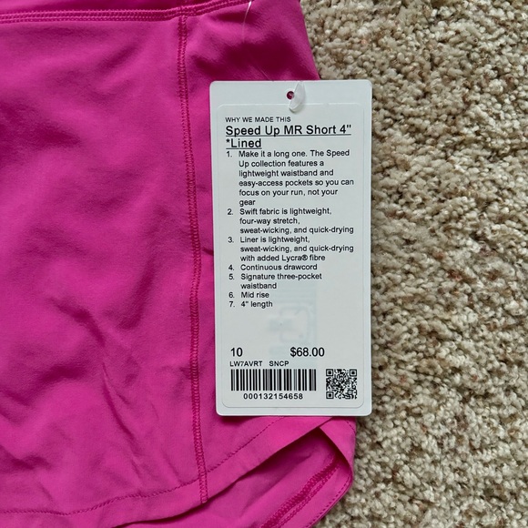 Lululemon Speed Up Mid-Rise Short 4" Sonic Pink size 10 - Picture 2 of 15